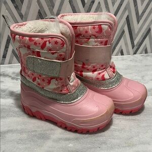Pink Unicorn Snow Boots with Silver Accents